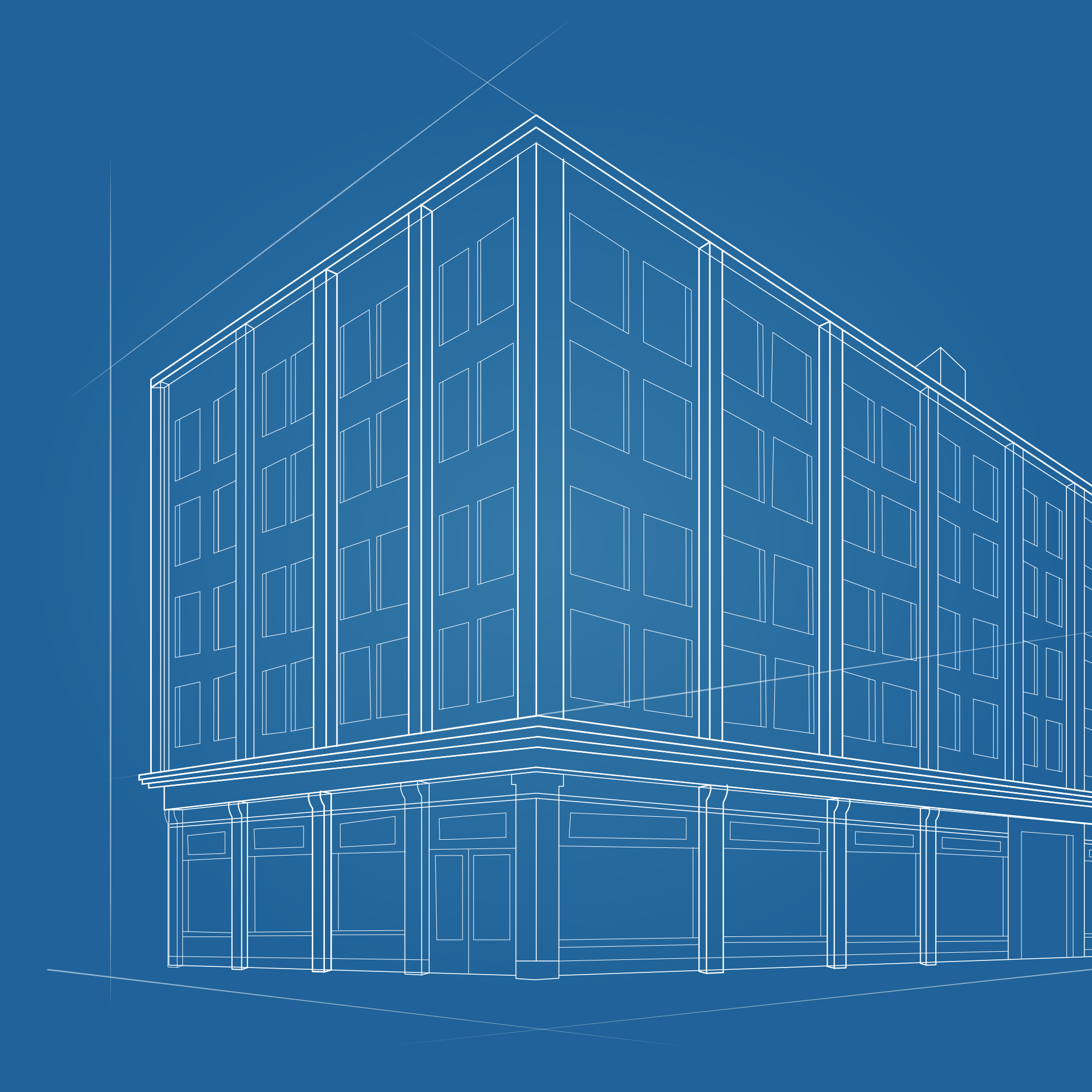 Blueprint of a building. Symbolizing development and real estate services.